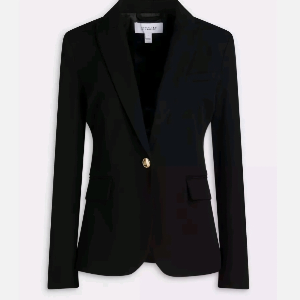 Derek Lam 10 Crosby Allie Single Breasted Jacket Sz 6 Black Stretch Twill Blazer